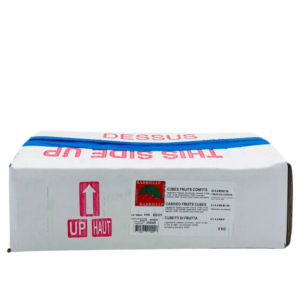 Cubes de Fruits Confits Tricolores Barrielle, 5 kg - Secret des chefs
