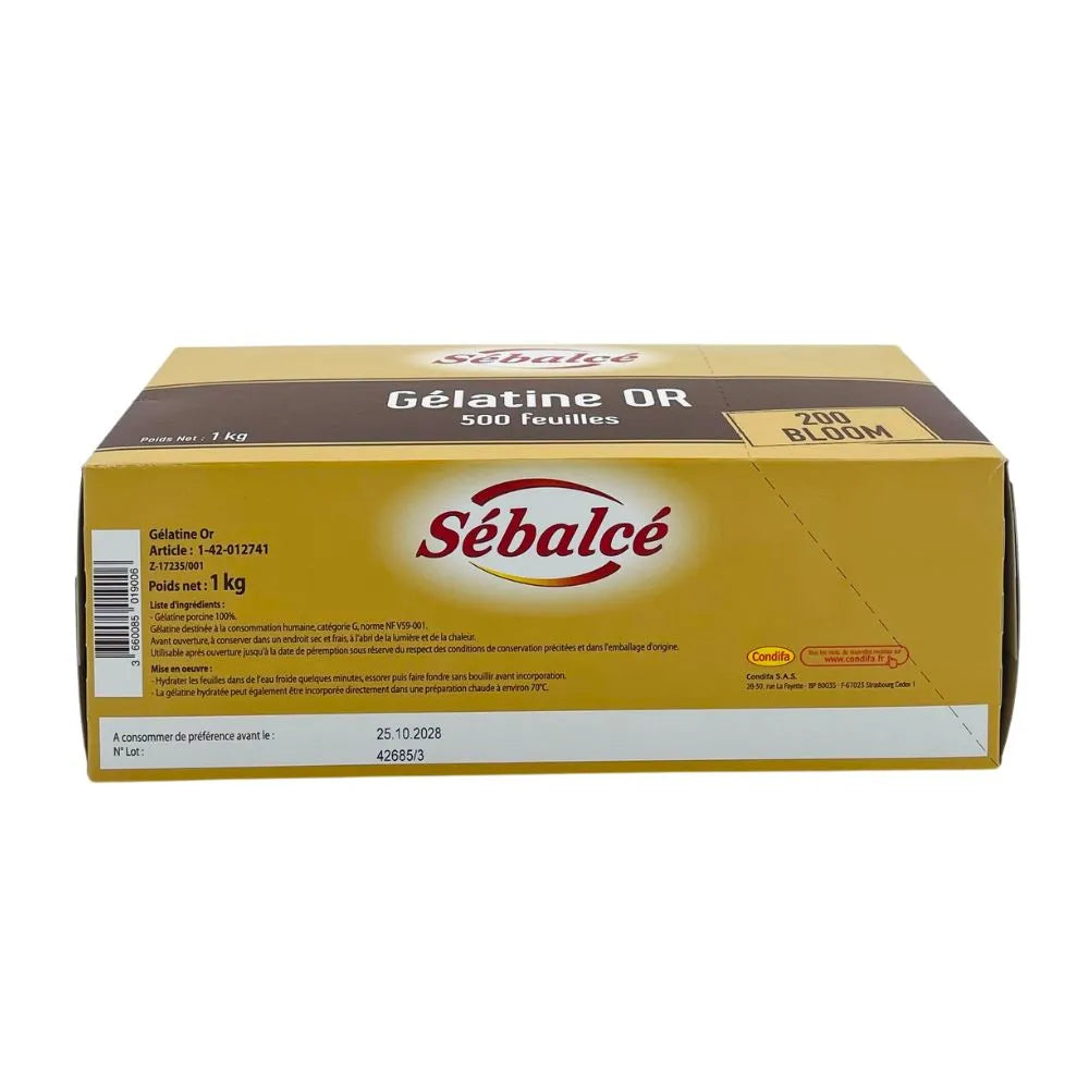 Gélatine Or 200 bloom Sébalcé - 500 feuilles 1kg - Secret des chefs