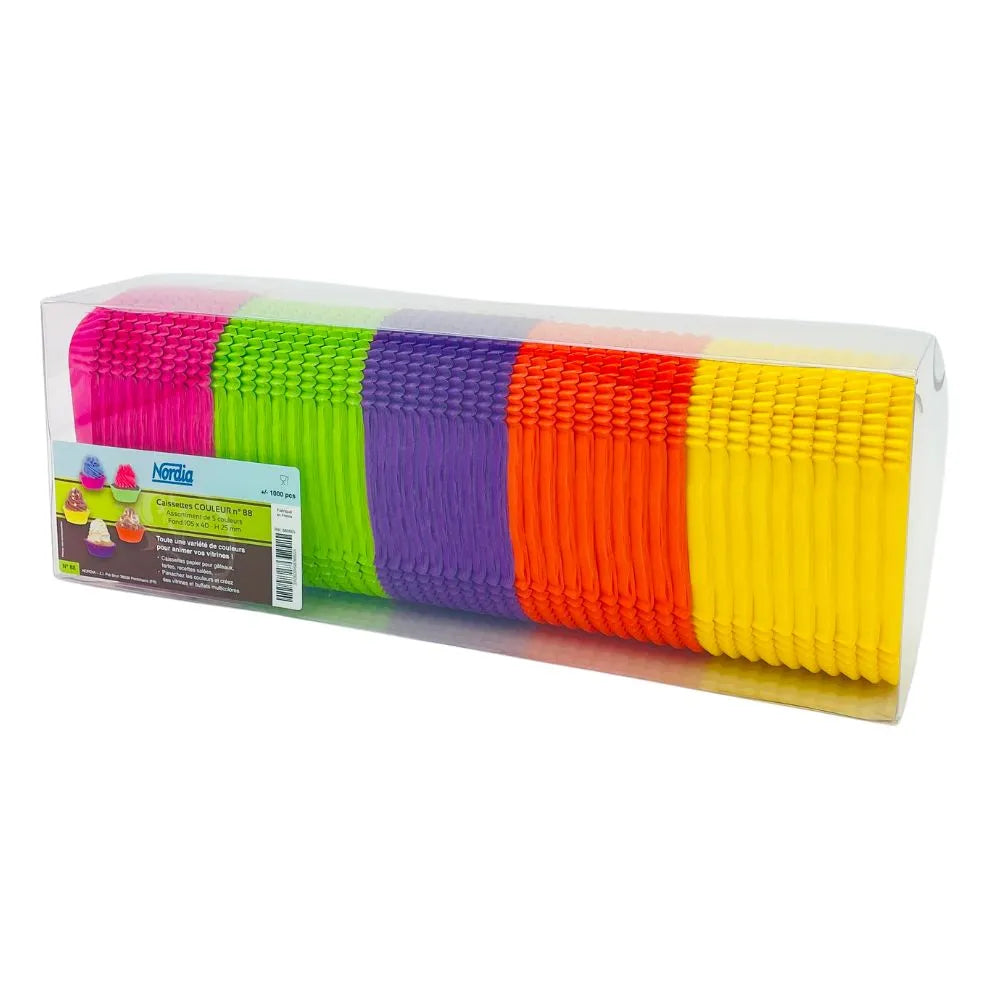 Caissettes Nordia Couleur n°88, Assortiment de 5 couleurs, 1000 pièces - Secret des chefs