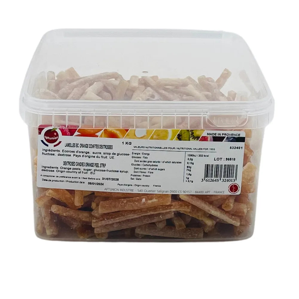 Lamelles d'Écorce d'Orange Confite Aptunion, 1 kg - Secret des chefs