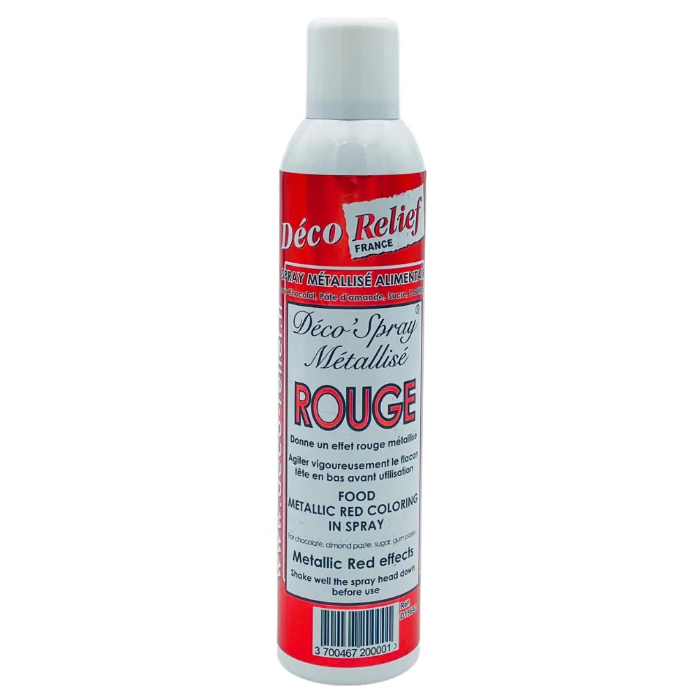 Spray Vernis Rouge Métallisé Alimentaire Déco Relief - 400ml - Secret des chefs