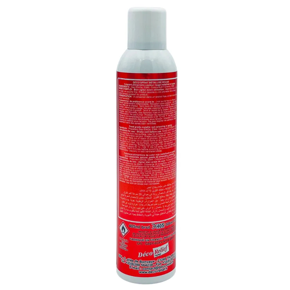 Spray Vernis Rouge Métallisé Alimentaire Déco Relief - 400ml - Secret des chefs