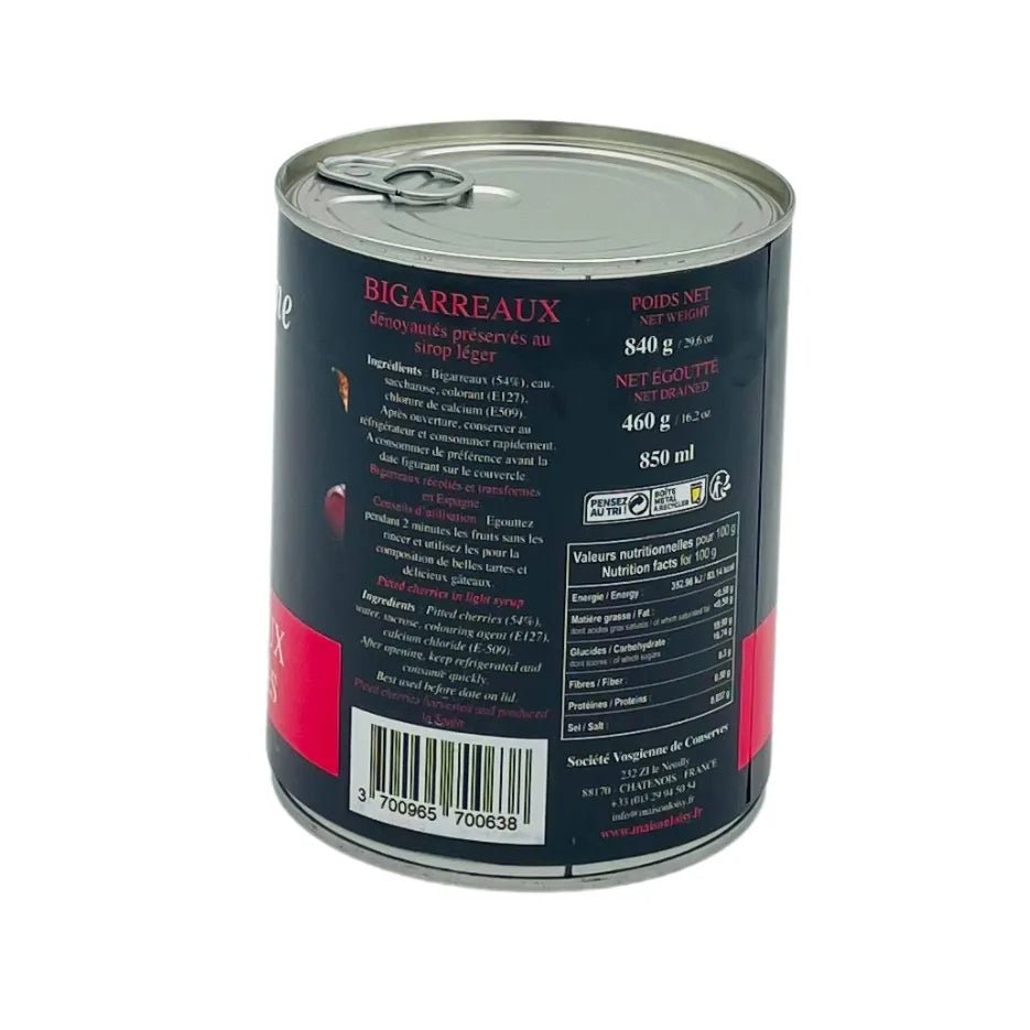 Bigarreaux Dénoyautés au Sirop Léger La Vosgienne 465g - Secret des chefs